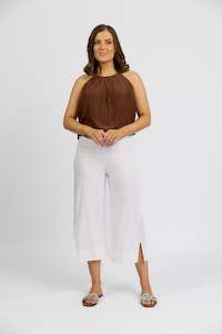 P6426 White - Paris Wide Leg Crop