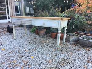 A painted French Butchers Table