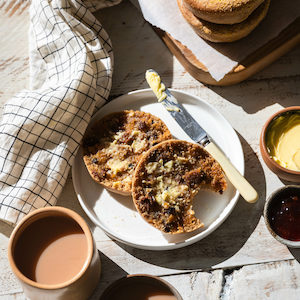 Gluten Freedom Spiced Fruit Sourdough English Muffins