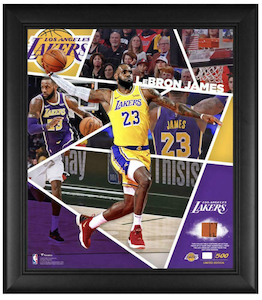 LeBron James Los Angeles Lakers 15×17 Limited Edition Team-Used Basketball Piece Display