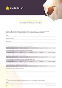 Umbrella Health And Resilience: Evaluation Form - Umbrella Workshop Evaluation