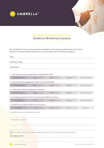 Umbrella Health And Resilience: Evaluation Form - Evaluation Resilience