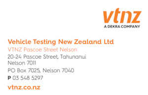 Vehicle Testing New Zealand: Nelson Pascoe Street 85 x 55mm