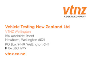 Vehicle Testing New Zealand: Wellington 85 x 55mm