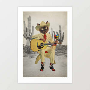 'Y’all Ready for This - Cat in the Desert' Art Print by Vertigo Artography