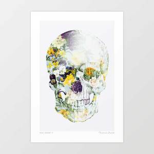 Artist: 'Skull bouquet B' Art Print by Vertigo Artography