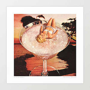 Artist: 'Glitter Pink Margarita' Art Print by Vertigo Artography