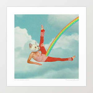 Artist: 'Kitty's rainbow workout' Art Print by Vertigo Artography