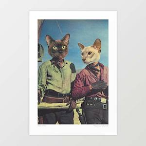 Cowboy Cats - Double Trouble' Art Print by Vertigo Artography