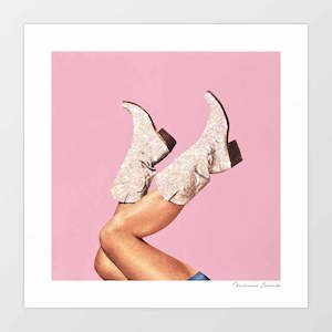 Artist: 'These Boots - Glitter Pink' Art Print by Vertigo Artography