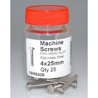 Machine Screw 4x25mm Stainless 304 Pan Slot 25jar