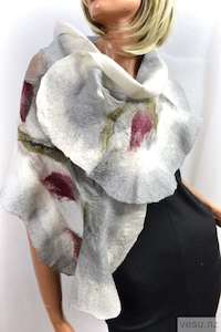 Gray handmade silk shawl with merino wool 4546