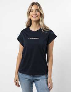 Womenswear: Cuff Sleeve T Shirt Navy S+G Logo