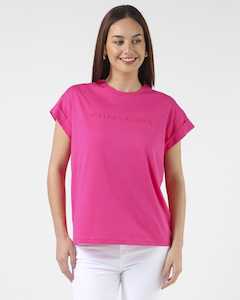 CUFF SLEEVE T- SHIRT CERISE PINK