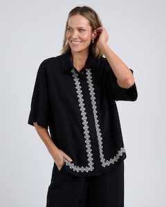 NINA EMBROIDED SHIRT BLACK