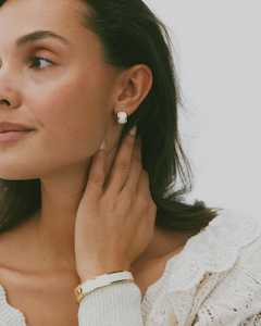 Womenswear: FRAME ENAMEL HOOPS OFFWHITE GOLD