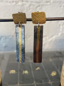 Oxidised silver and 22 carat gold earrings 