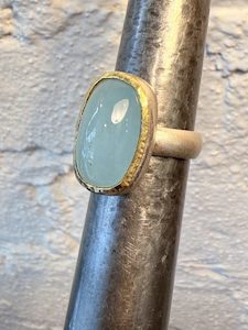 silver,22ct gold ring with aquamarine