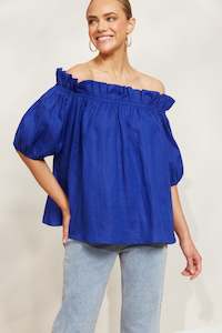 Halcyon Ruched Top-Cobalt