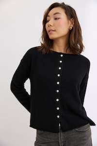 Reversible Button Cardi Black