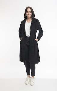 Cord Trench Coat - Black