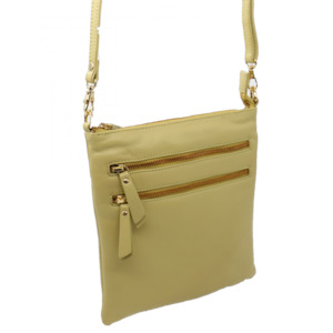 Baron Leather Double Zip Bag - Lime