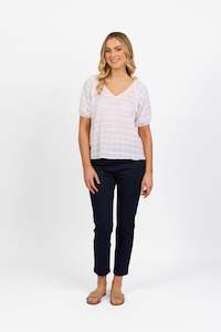 Plain V Neck Top -  White