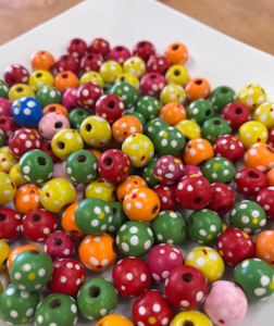 Spotty Wooden Beads - Pack of 5