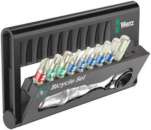 WERA Bicycle Set 9 Bit assortment, stainless with ratchet