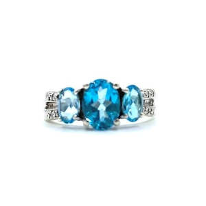 Topaz & Diamond 3 stone ring