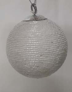 Antique: White Pearlized Bauble with a Silver Top | Christmas Tree Decoration