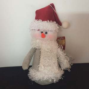 Antique: Small Plush Snowman Ornament / Decoration