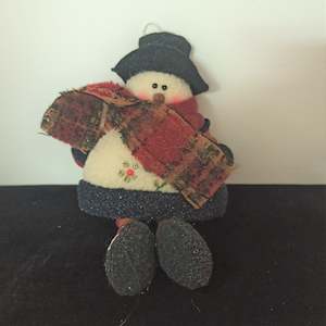 Antique: Small Plush Snowman Ornament