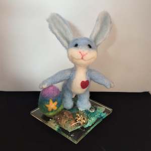 Light Blue Easter Bunny with Egg