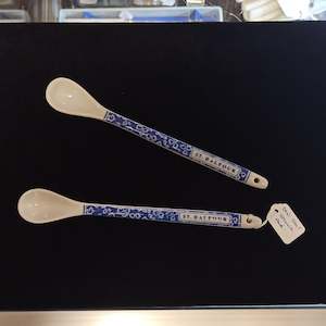 Pair of Blue and White Salt Spoons