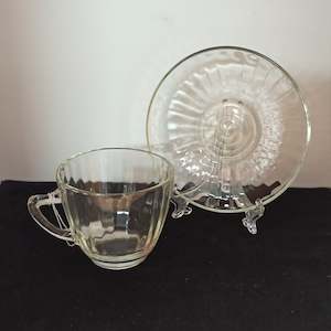 Antique: Glass Espresso Cup + Saucer - Heat Proof