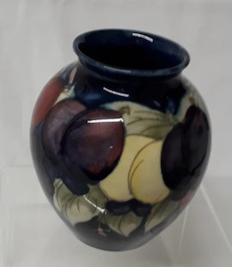 Antique: Morecroft Vase hand potted and signed - 'Plum & Leaves' pattern