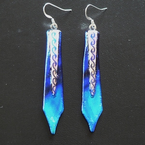 Creative art: Dichroic Glass Drop Earrings – Teal & Blue