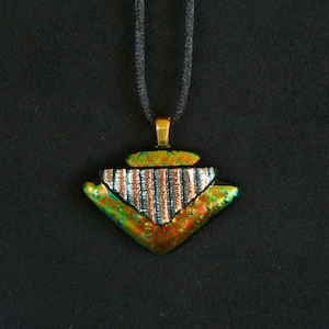 Dichroic Glass Pendant – Golden Pyramids