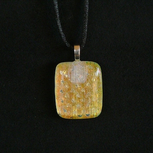 Dichroic Glass Pendant – Golden Stars