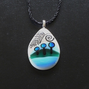 Dichroic Glass Pendant – Silver Fern