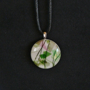 Fused Glass Pendant – Fractures & Streamers