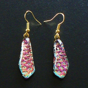 Small Dichroic Glass Drop Earrings