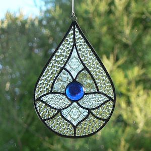 Teardrop Suncatcher – Blue Nugget