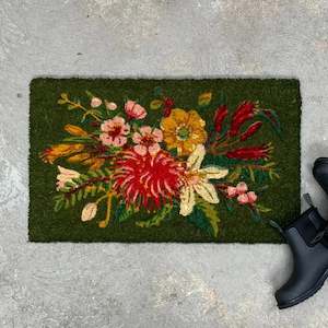 Putiputi Green Floral Doormat