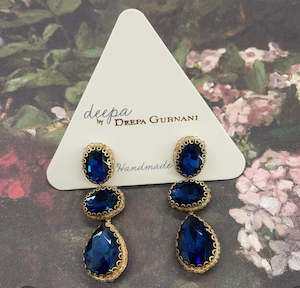 Furniture: Blue Crystal Drop Earrings by Deepa Gurnani