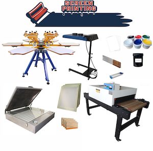 Products: 6 Colour 6 Station Screen Printing Machine Combo PRO With Tunnel Dryer Vinyl Cutting