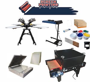 Products: 4 Colour 4 Station Micro Adjustment Screen Printing Machine Combo SPECIAL Vinyl Cutting