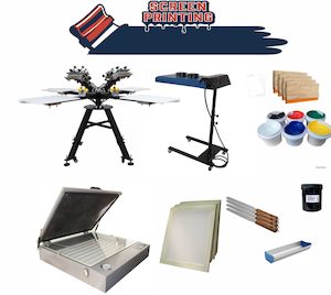 4 Colour 4 Station Micro Adjustment Screen Printing Machine Combo Vinyl Cutting