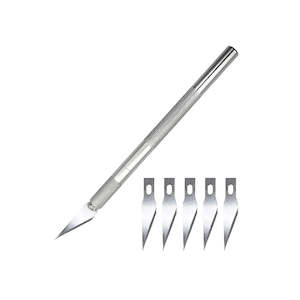 Craft Knife | Round Metal Pencil Grip | + 5 Replacement Blades